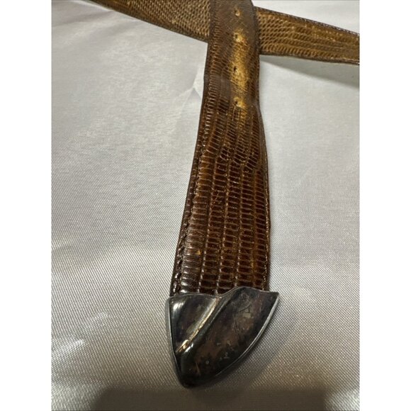 Claudio Orciani Brown Genuine Leather Belt W/Snake Print & Silver Buckle Design - Picture 7 of 8